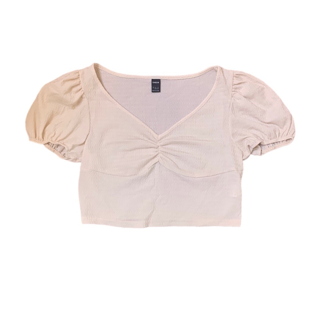 🎉 SHEIN Ivory Puff Sleeve Crop Top, size L